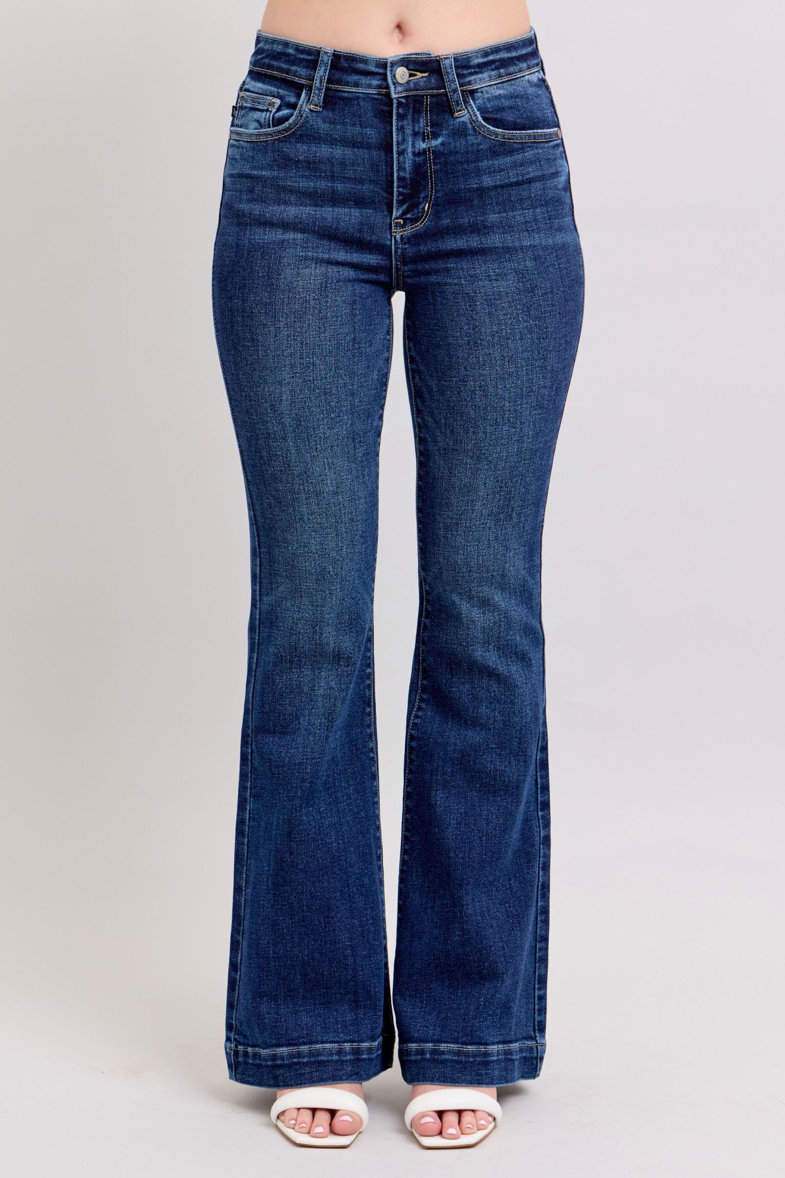 Judy Blue Full Size High Rise Flare Jeans with Pockets Plus Size