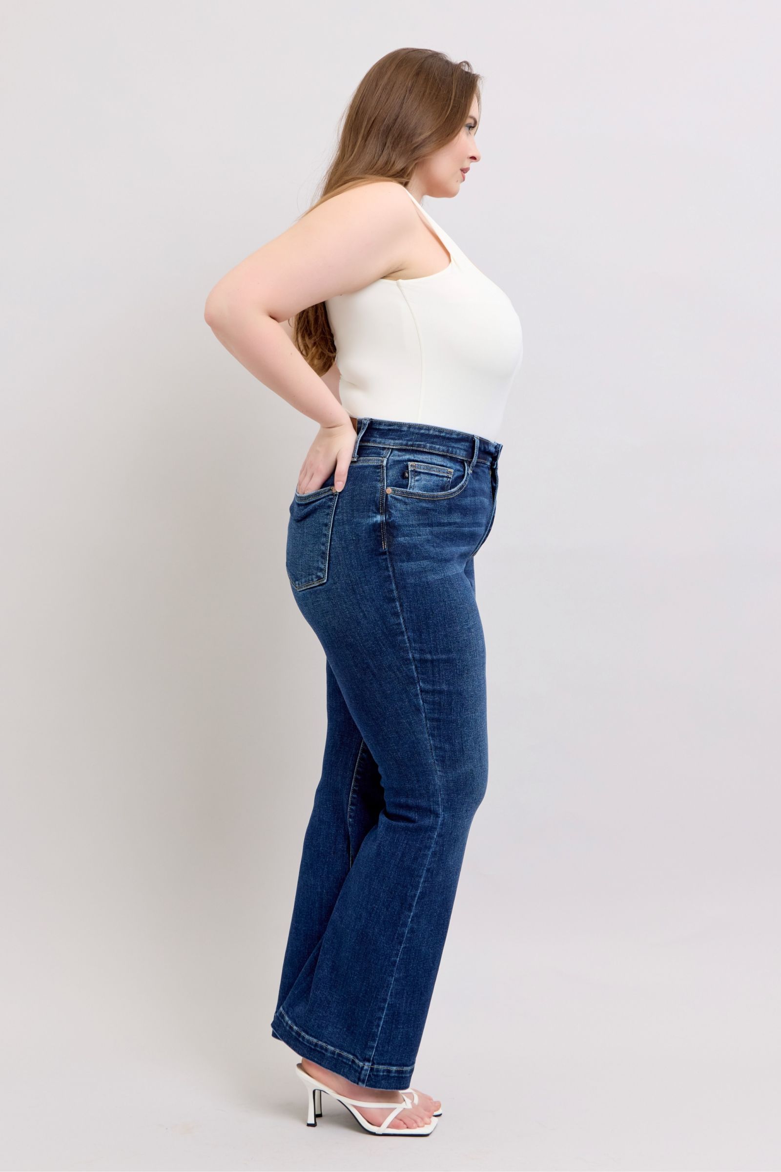 Judy Blue Full Size High Rise Flare Jeans with Pockets Plus Size