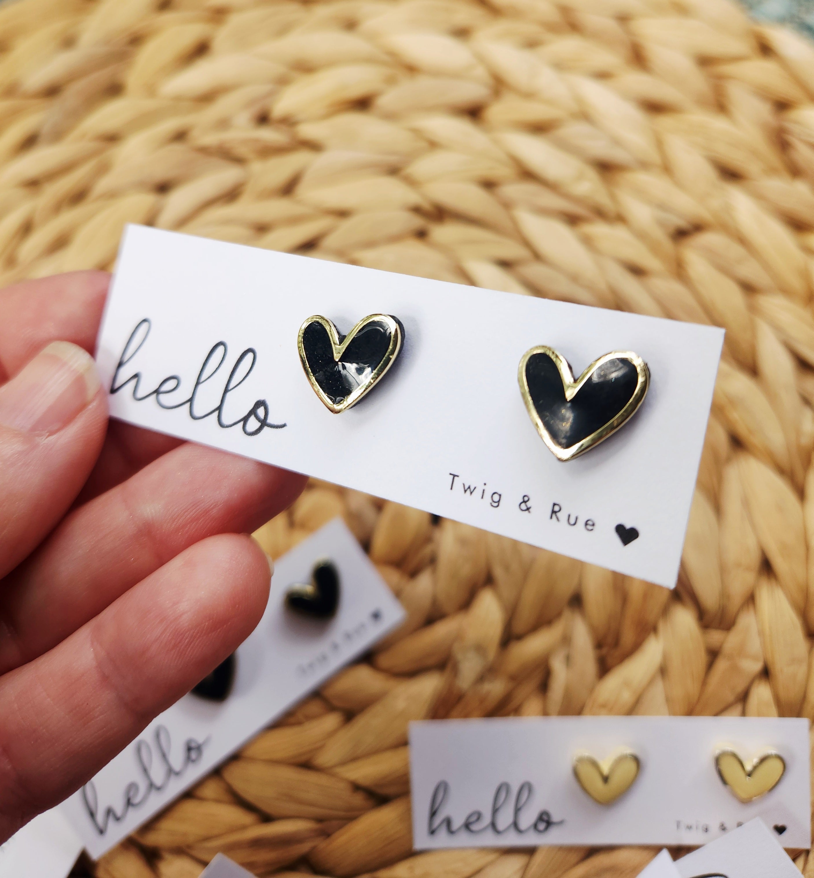 Heart clay studs
