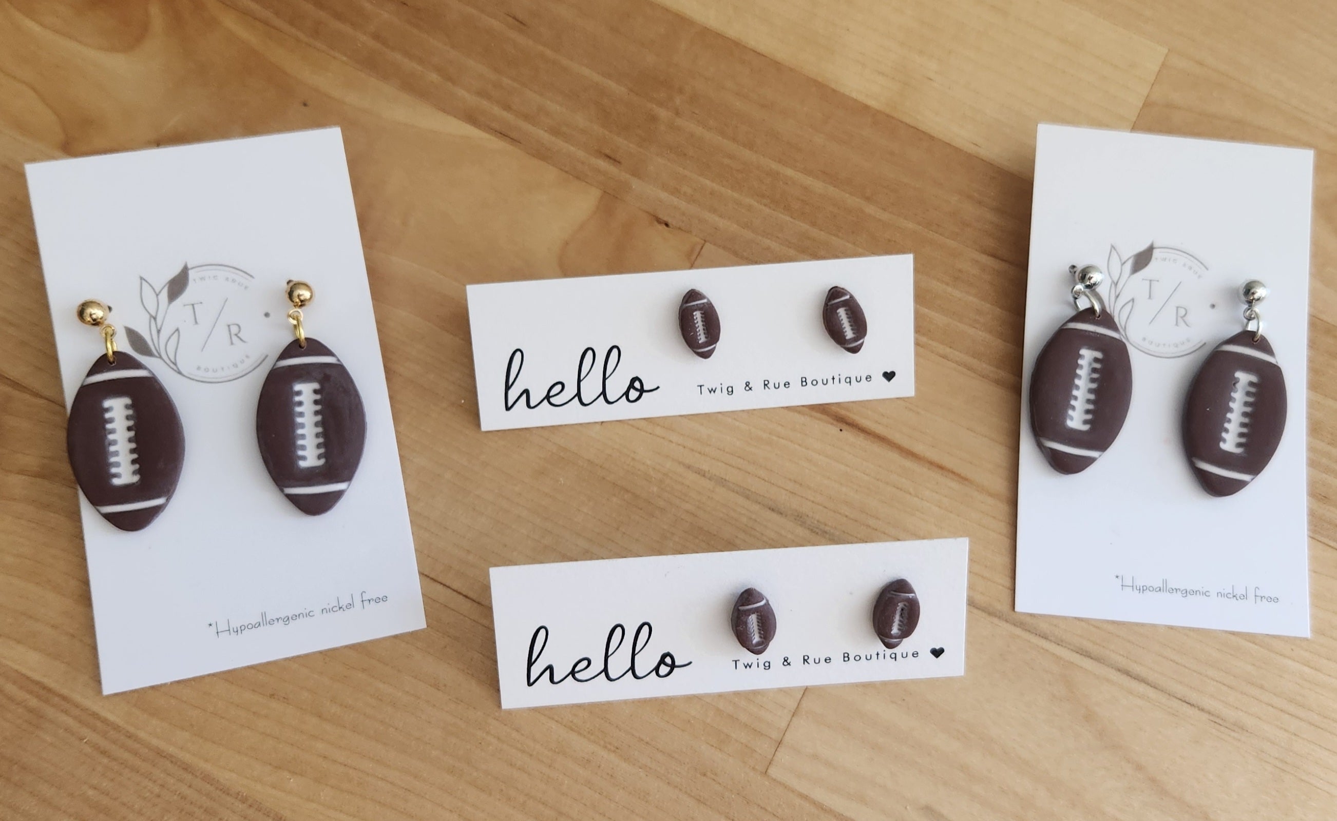 Football stud earrings