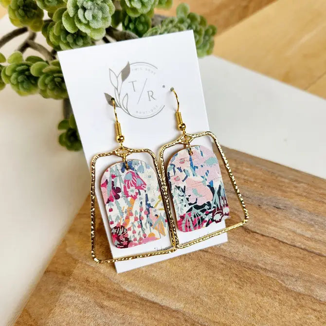 Chloe| Floral leather statement earring