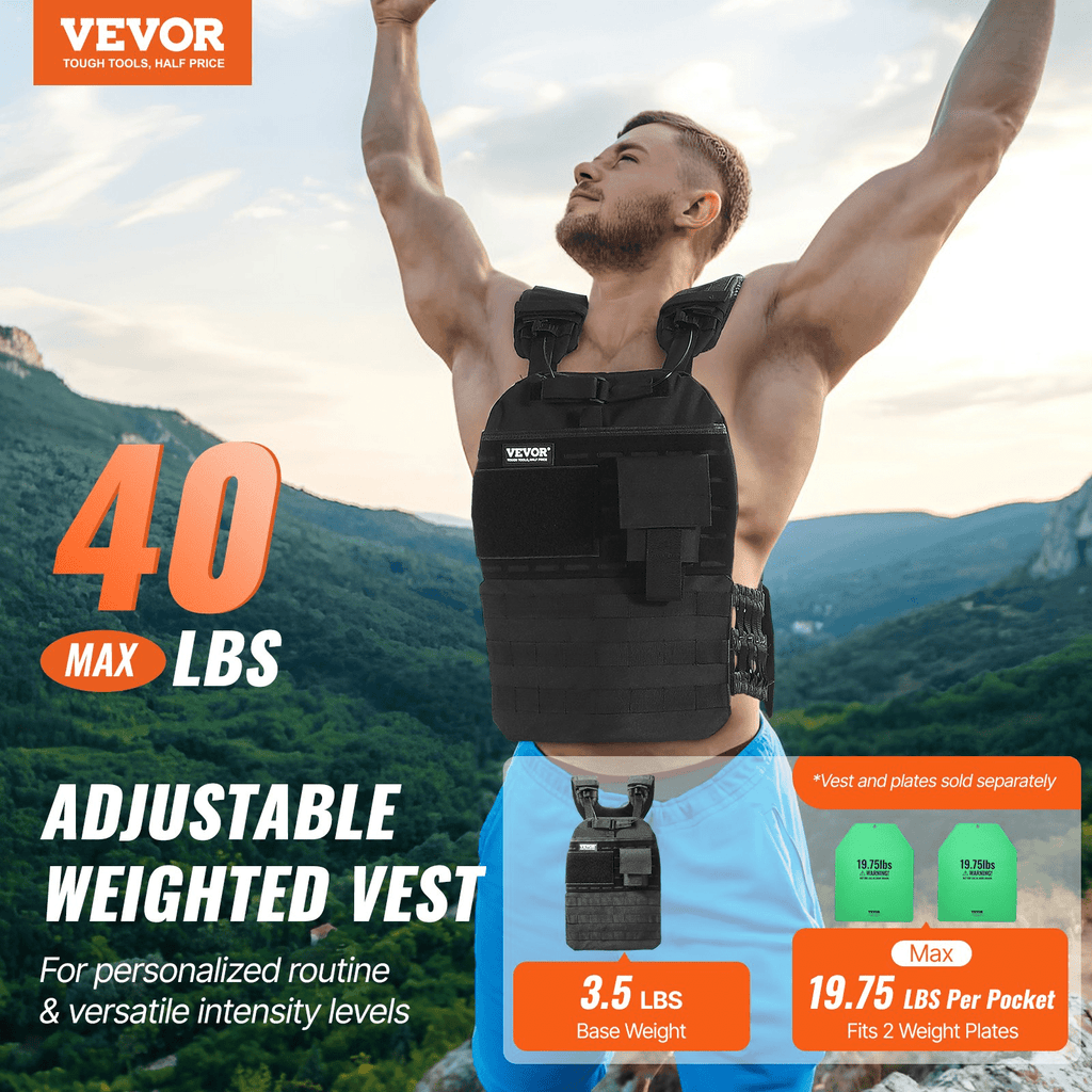 40lb Adjustable Weighted Vest for Strength Training, Running