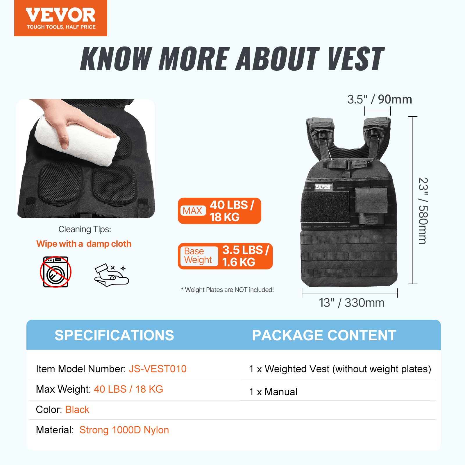 40lb Adjustable Weighted Vest for Strength Training, Running
