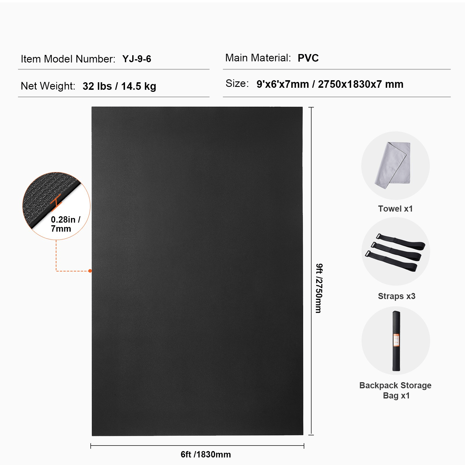 VEVOR Non-Slip High-Density Exercise Mat – Premium Comfort & Stability for Yoga & Fitness