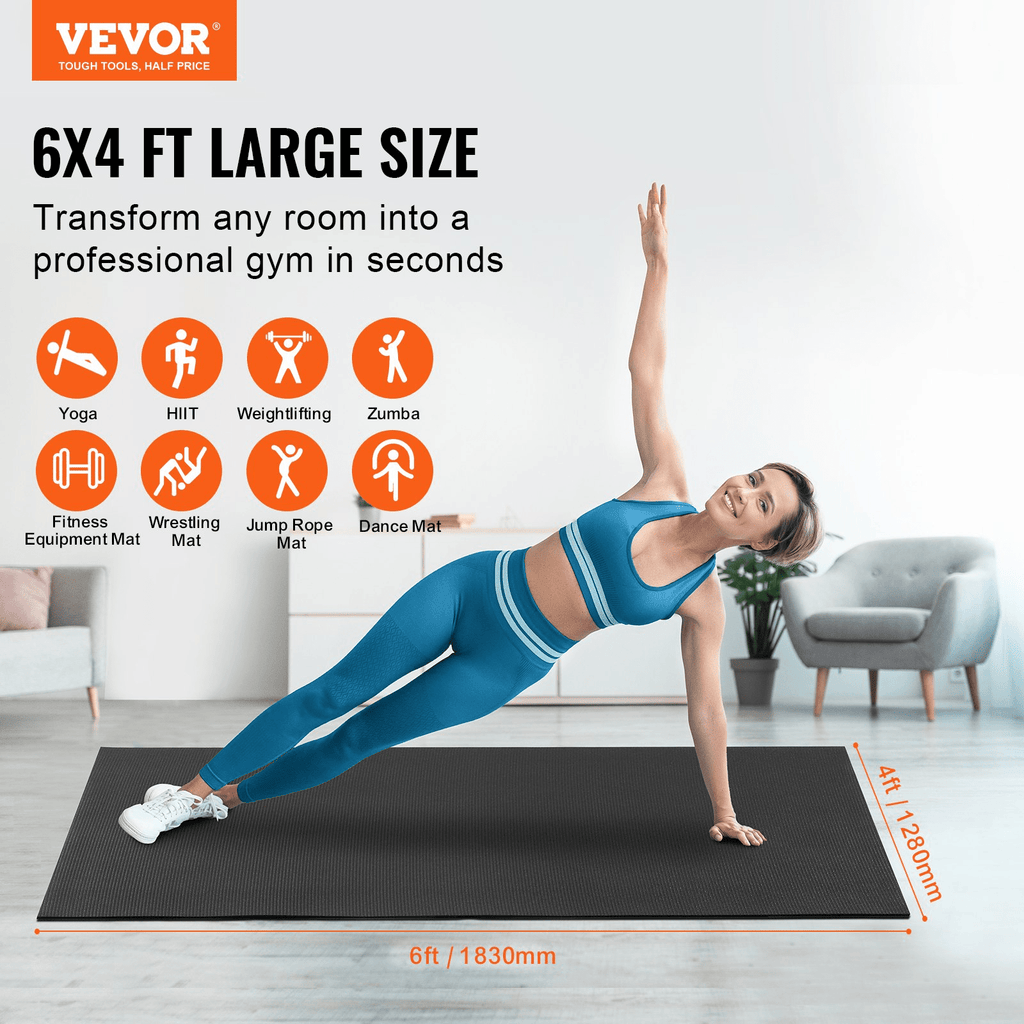 Large Yoga Mat 6x4 by VEVOR – Non‑Slip, High‑Density Fitness Floor Mat