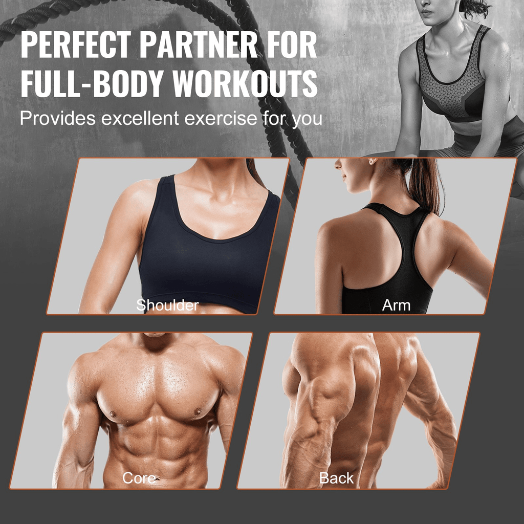 VEVOR Premium Battle Rope - 1.5" x 30ft for Home Gym & Strength Training