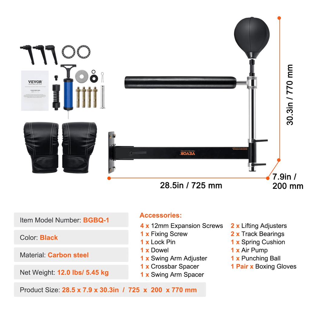 VEVOR Wall-Mount Boxing Spinning Bar with Punching Ball – Precision Reflex Trainer for Combat Athletes